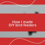 How I made DIY bird feeders