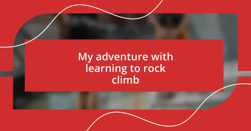 My adventure with learning to rock climb