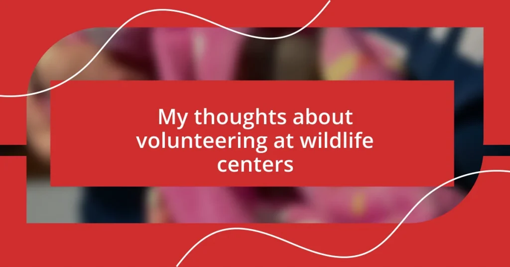 My thoughts about volunteering at wildlife centers