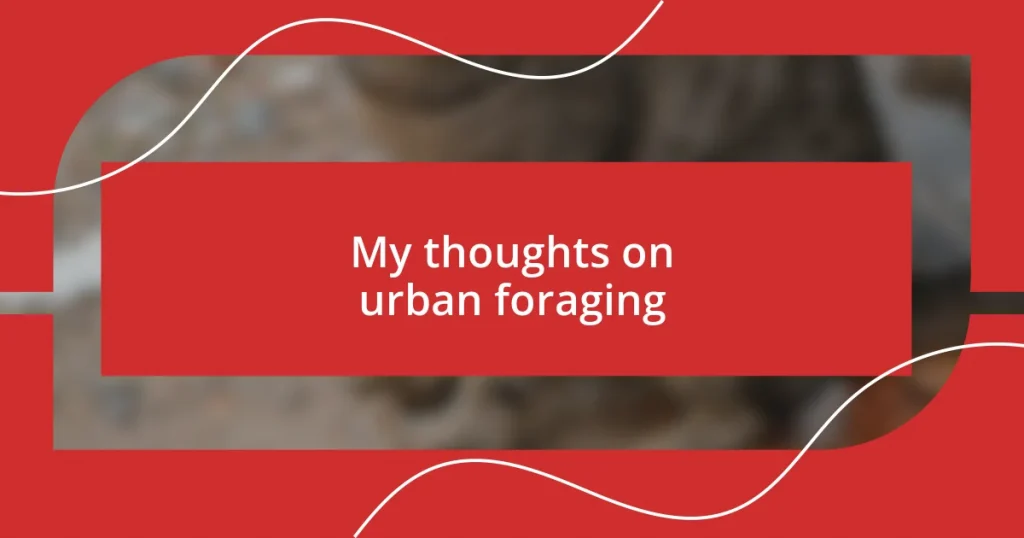 My thoughts on urban foraging