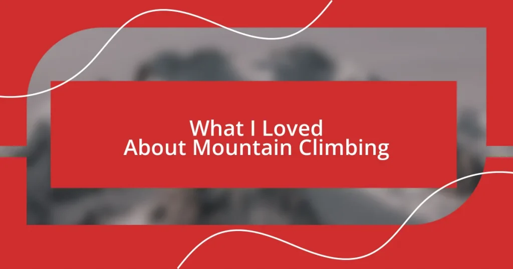 What I Loved About Mountain Climbing